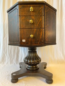 Extremely Rare Floor Standing Oak Octagon Humidor Cabinet