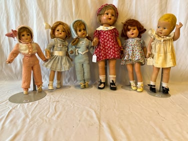 Six Antique Composition Dolls