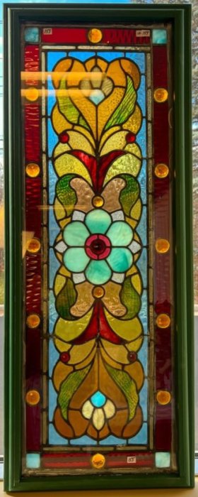 Victorian Transom Stained Glass Window with Jewels