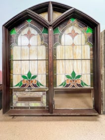 Rare Immense Gothic Style Double Sided Stained Glass Window