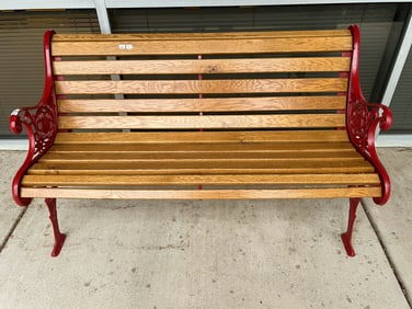 Fancy Victorian Cast Iron and Wood Bench