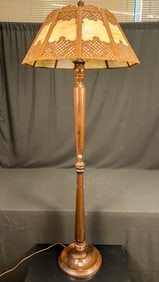 Antique Fancy Filigreed Slag Paneled Floor Lamp