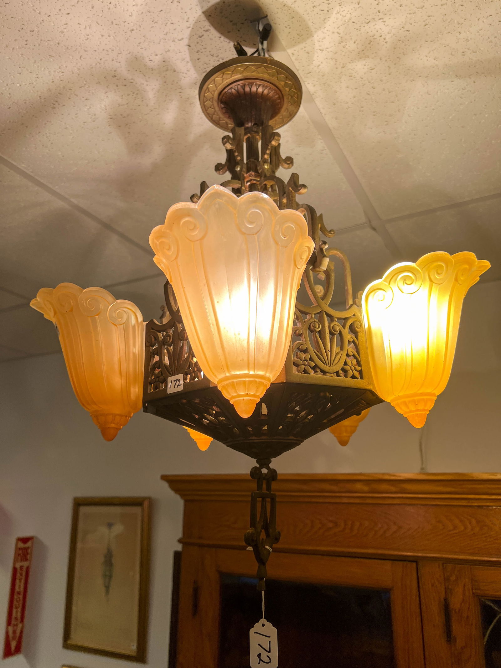 High Quality Art Deco Slip Shade Chandelier (1 of 6)