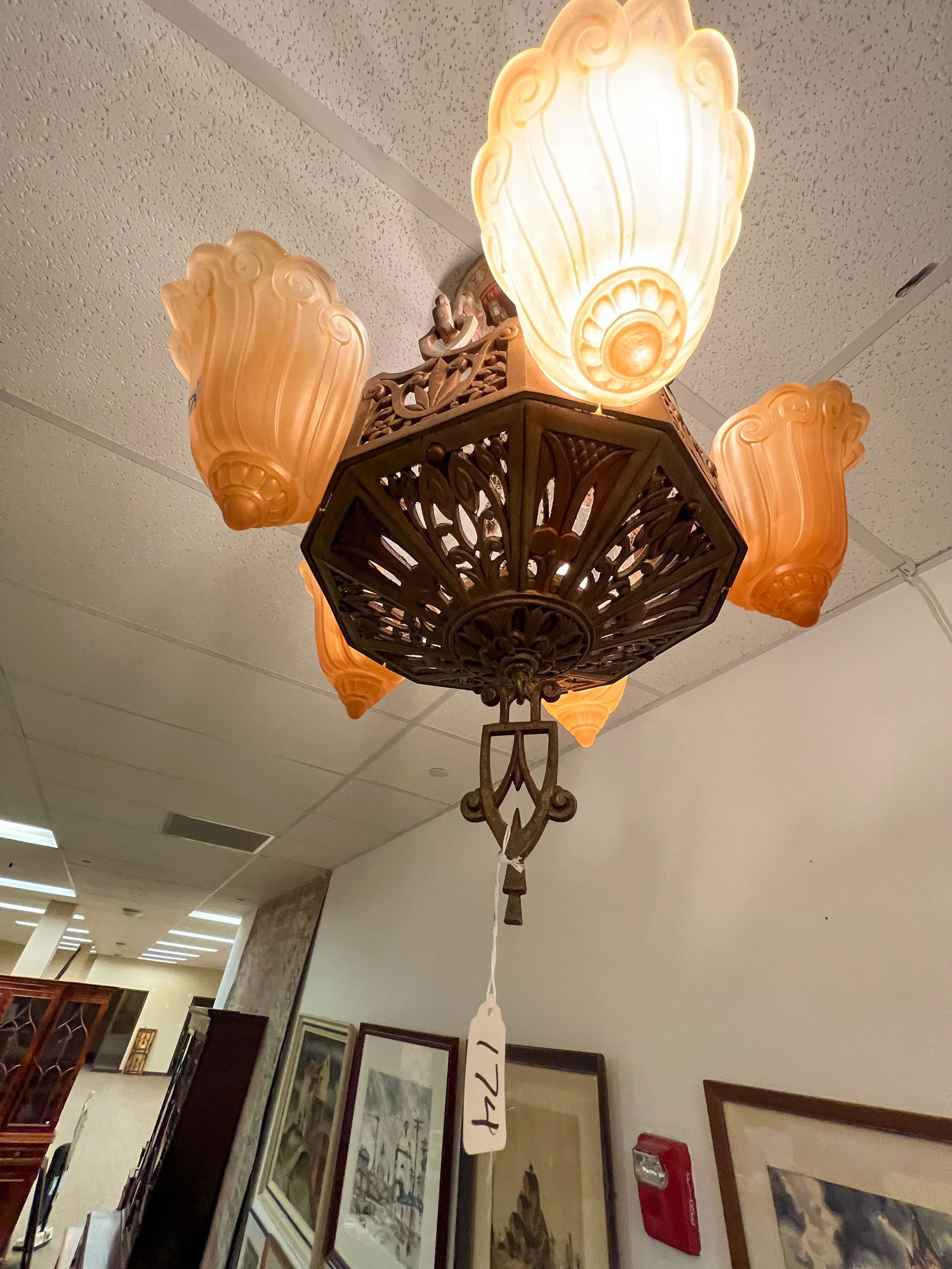 High Quality Art Deco Slip Shade Chandelier (1 of 6)