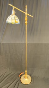 High Quality Filigreed Bronze Leaded Glass Bridge Lamp