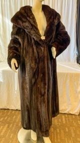 Full Length Mahogany Mink Coat Larger Size