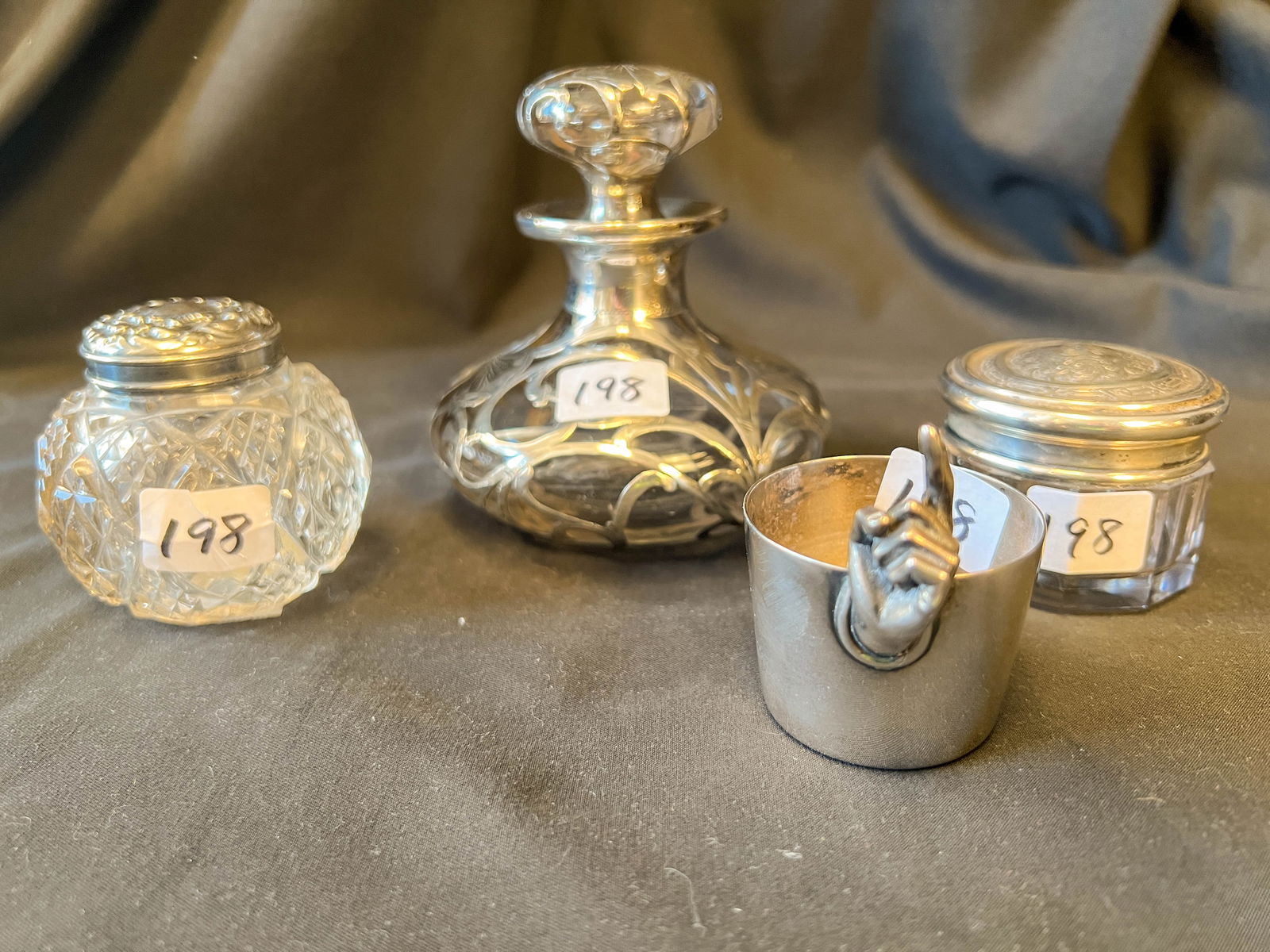 Sterling Covered and Other Dresser Jars (1 of 8)