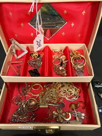 Jewelry Box Filled with Quality Costume and Semi-Precious Jewelry