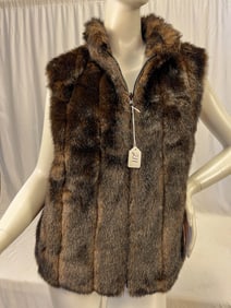 Reversible Faux Fur Mink Vest Front Zip. 20" Chest Measurement