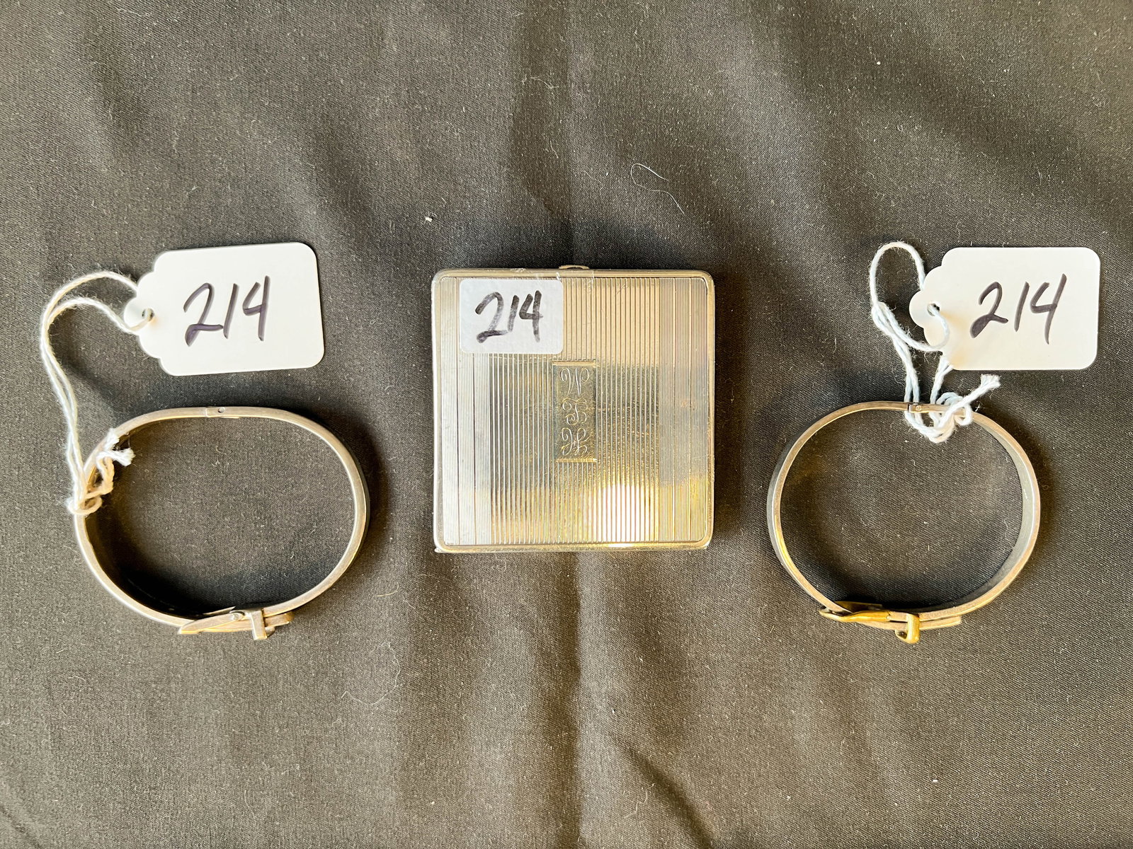 Two Sterling Silver Belt Bracelets and a Sterling Art Deco Compact (1 of 9)