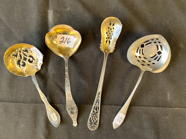 Four Sterling Serving Spoons