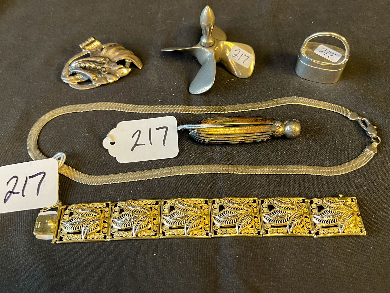 Group of Sterling and Misc. Sterling Necklace, Bracelet, Pendant, Mini Basket (1 of 6)