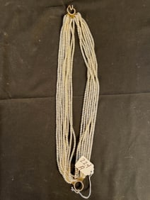Natural Pearl 16 Strand with Fancy Rhinestone Clasp