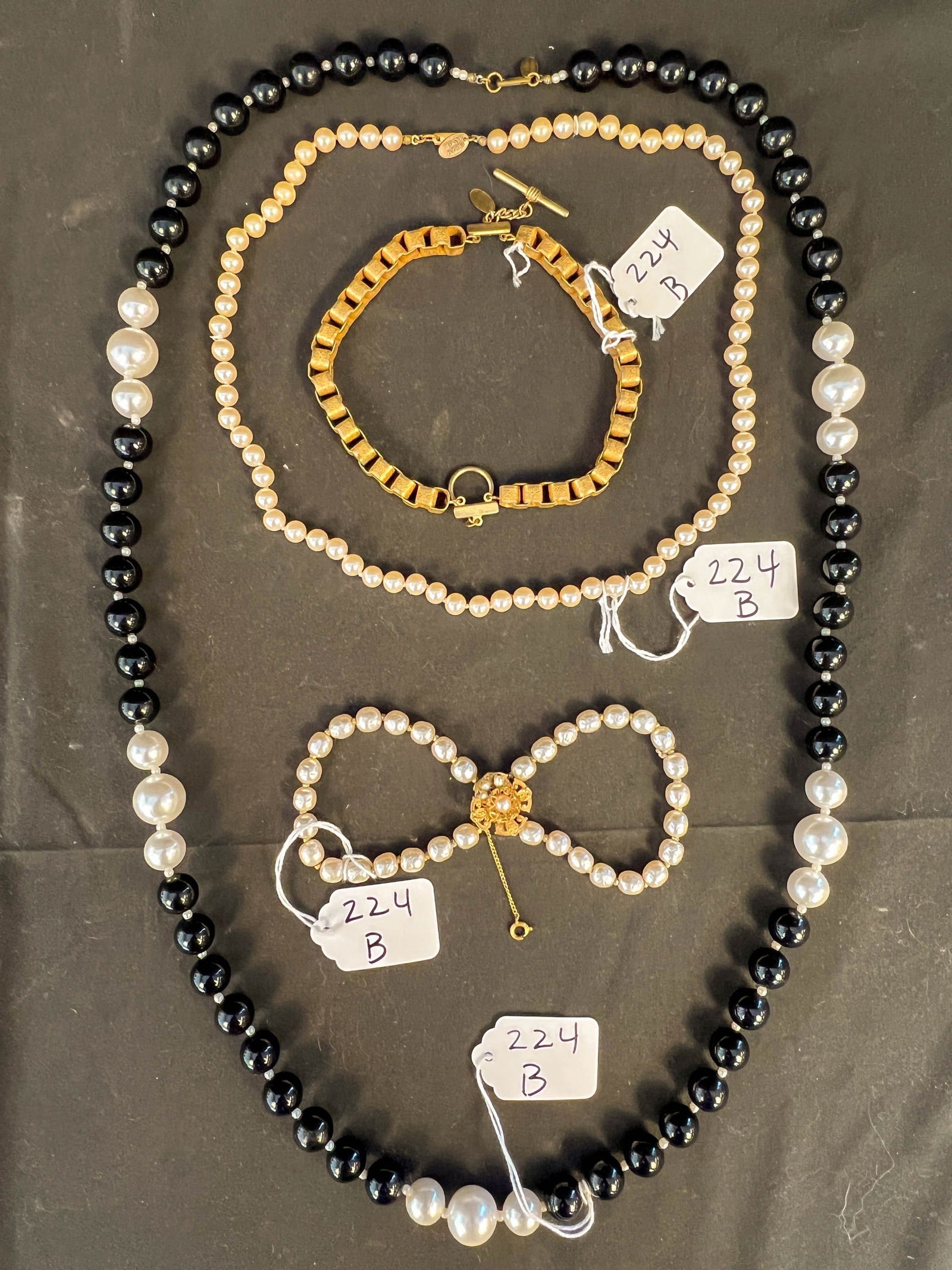 Miriam Haskell Lot to Include Faux Pearl Bracelet, Faux Pearl Necklaces (1 of 4)