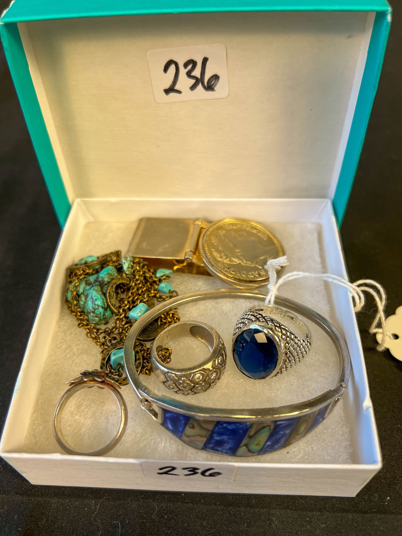 Silver and Misc. to include Turquoise Necklace, Jet Ring, Lapis Bracelet, More (1 of 8)