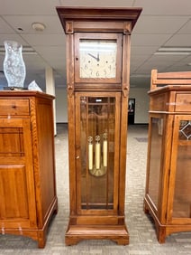 Arts & Crafts Contemporary Howard Miller Grandfather Clock in Oak Case