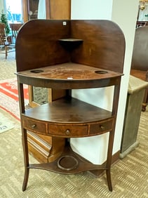 Early Federal Style Mahogany Corner Single Drawer Knick Knack or Wash Stand