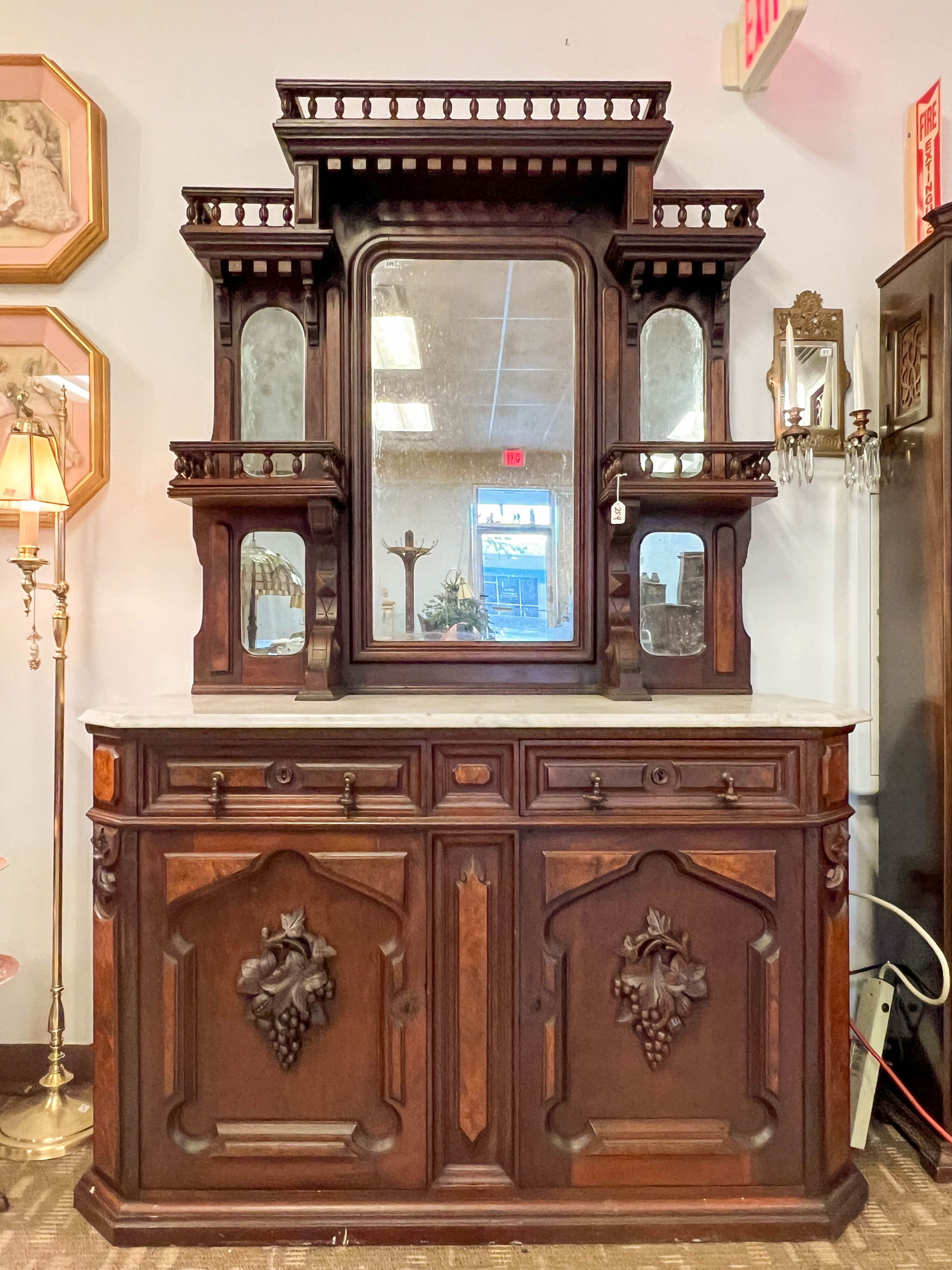 RARE Victorian Renaissance Revival Marble Top Buffet (1 of 12)