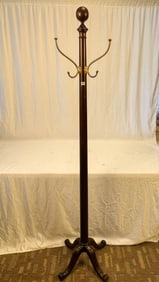 Quality Mahogany Turn Post 4-Legged Hall Tree Hat Rack