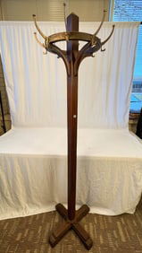 Antique Unusual Arts & Crafts Mission Style Oak 8-Hook Hall Tree