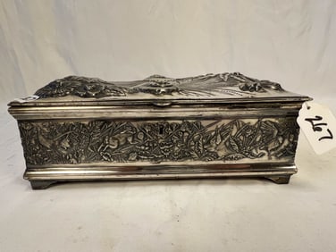 Extremely Fancy and Floral Silverplate Humidor by Pairpoint