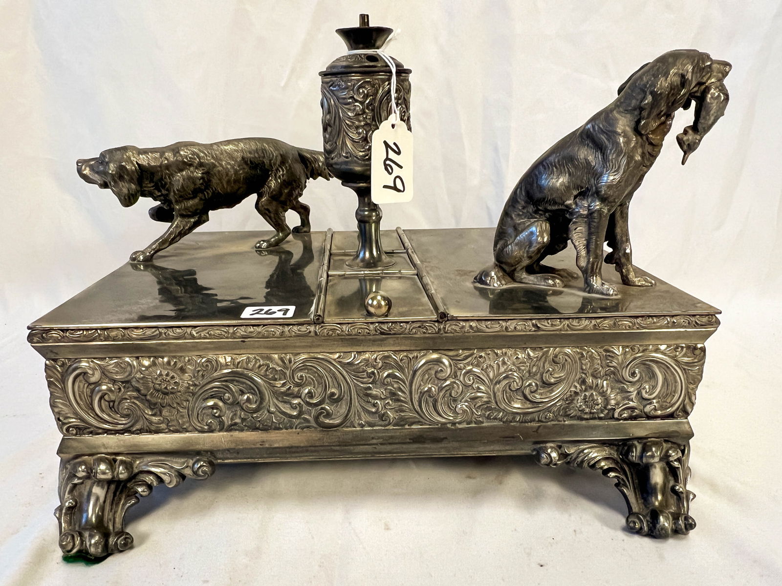 A Fantastic, Elaborate, Double Sided Humidor with Figural Dogs, Lighter Attachment (1 of 8)
