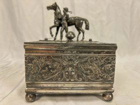 Pairpoint humidor with Jockey and horse finial double sided