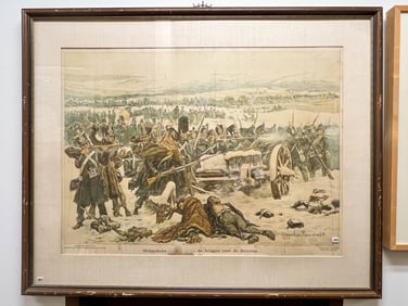 Immense Military Battle Scene Engraving