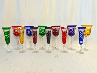 Empire Hand Cut Mouth Blown Multi Colored Crystal Stemware