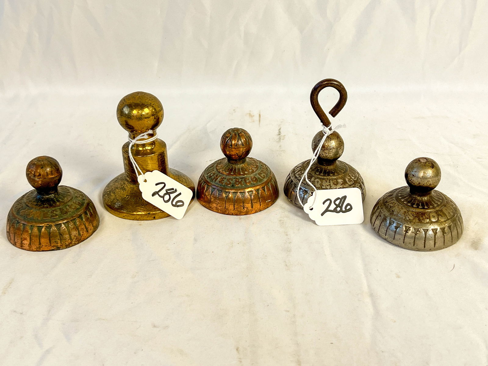 Five Chicago Cumner Jones & Co Copper and Nickel Brass Paperweights (1 of 4)
