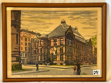 Louis Novak Signed Colored Block Print "The Old Alma Mater"