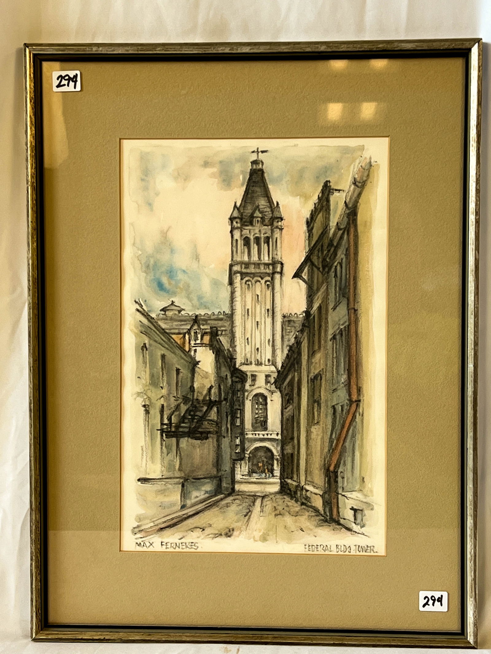 Max Fernekes Watercolor Depicting The Federal Building in Milwaukee (1 of 6)