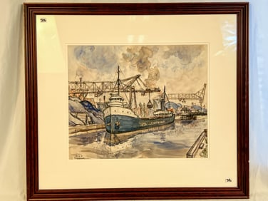 Max Fernekes Watercolor Depicting Milwaukee River