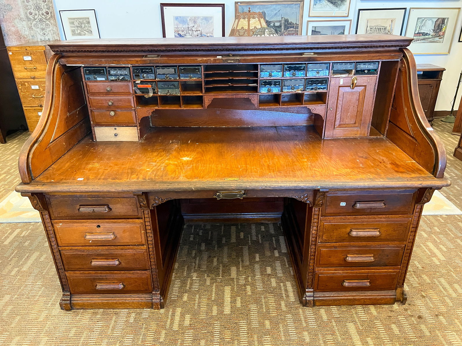 Executive Oak Roll Top Desk 1890-1900 (1 of 7)