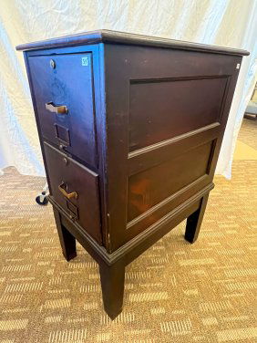 Mahogany Turn of the Century Double Drawer File on Stand