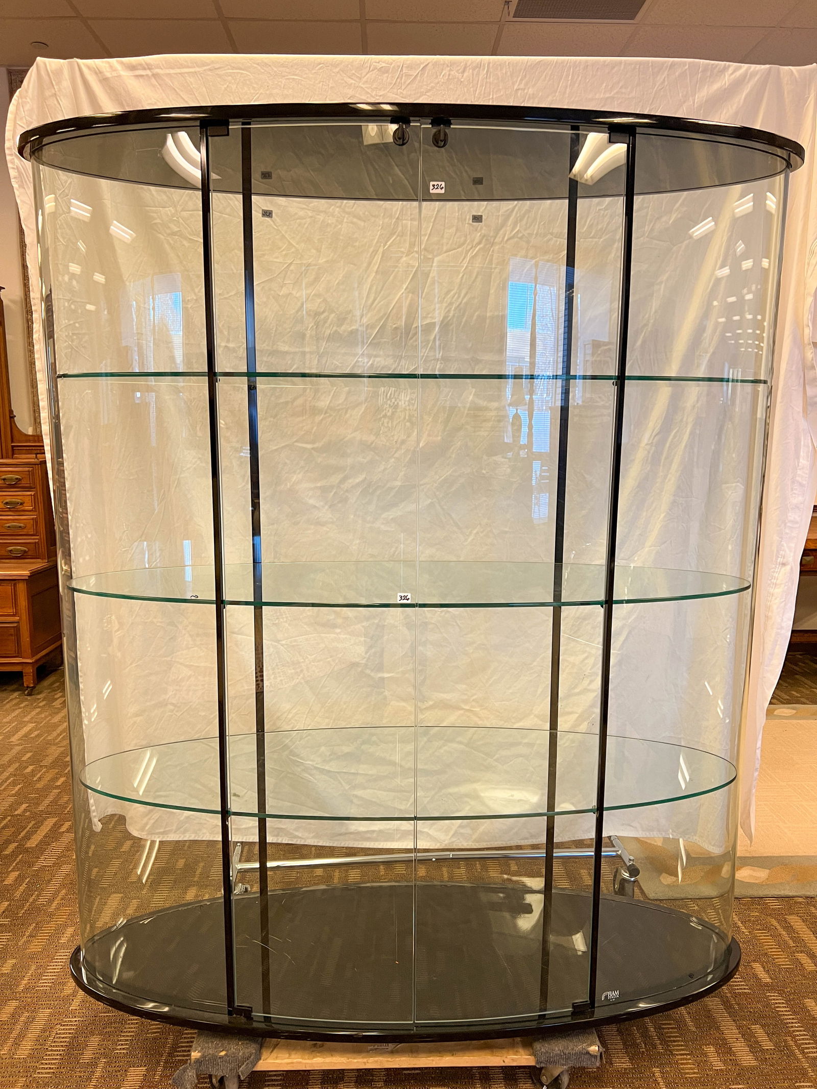 A Designer Italian Fiam Italia Oval Curved Glass All Around China Cabinet with (1 of 3)
