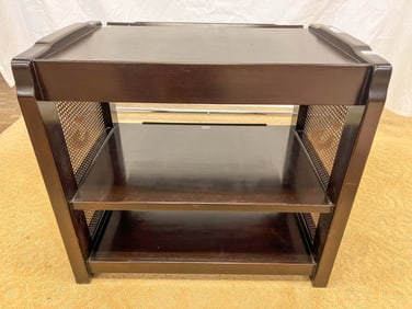 Dunbar 1950's 2-Tiered Side Table w/Drawer & Cane Sides