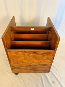 MCM Signed Bruksbo Rosewood Rolling Magazine Holder Rack Made in Norway