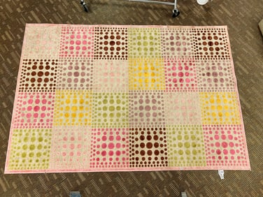 Contemporary MCM Style Brightly Colored Polka Dot Rug