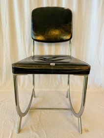 MCM/Art Deco Chrome and Leather Side Chair Royal Chrome
