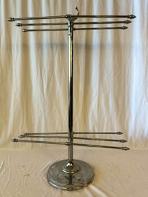 Chrome Art Deco Counter Top Necklace Display with Dolphin Finial