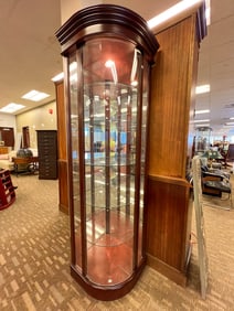 Designer High Quality Corner Display Case that Lights Up. It has a Mirrored Back