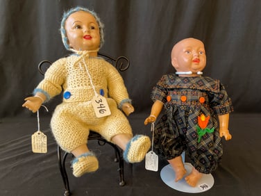 Two Antique Bisque and Celluloid Baby Dolls