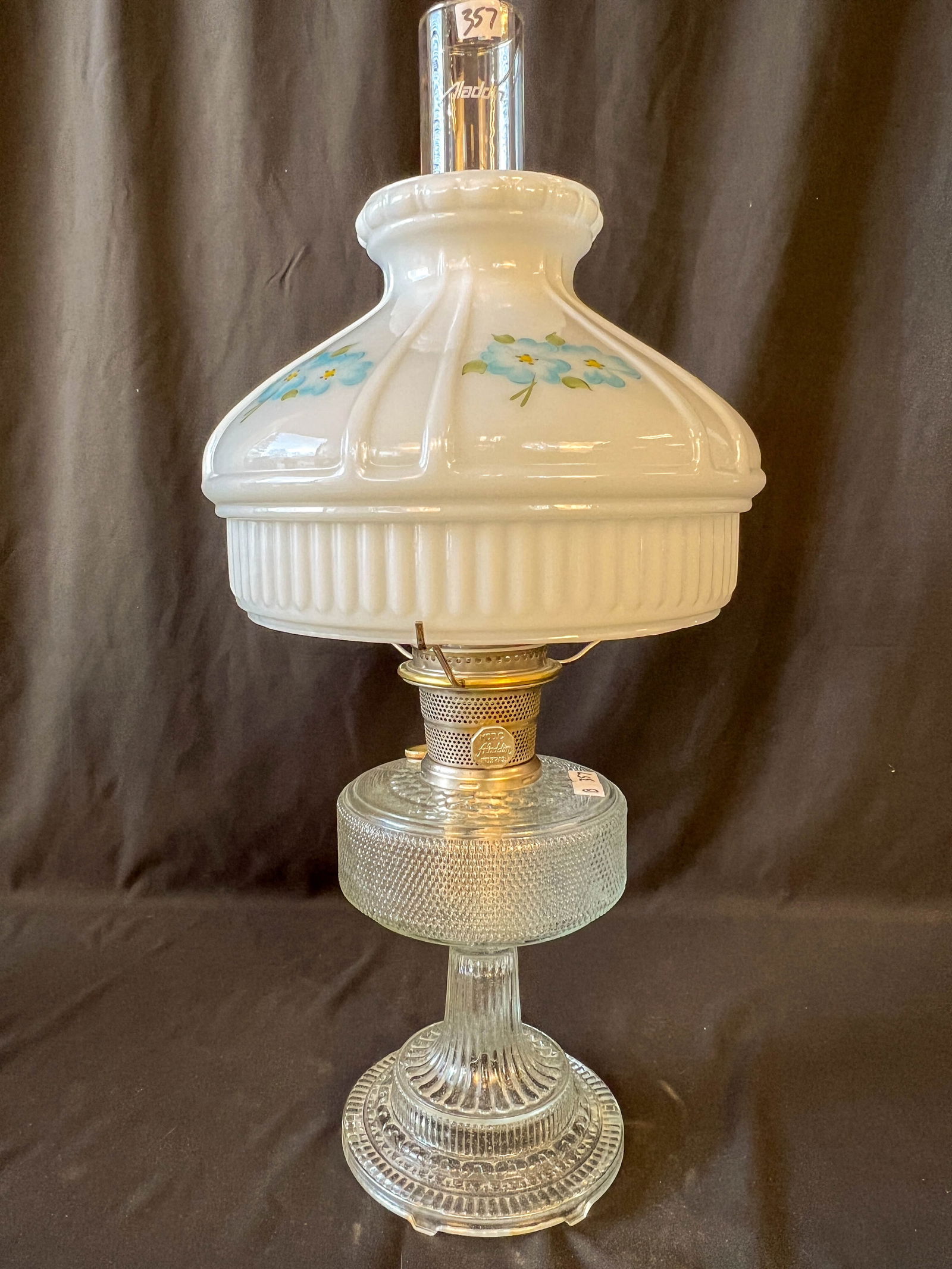 Aladdin Oil Lamp with Floral Shade (1 of 6)