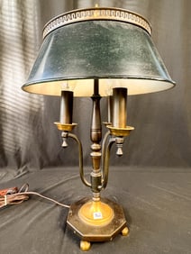 1920s Three-Arm Brass and Painted Table Lamp