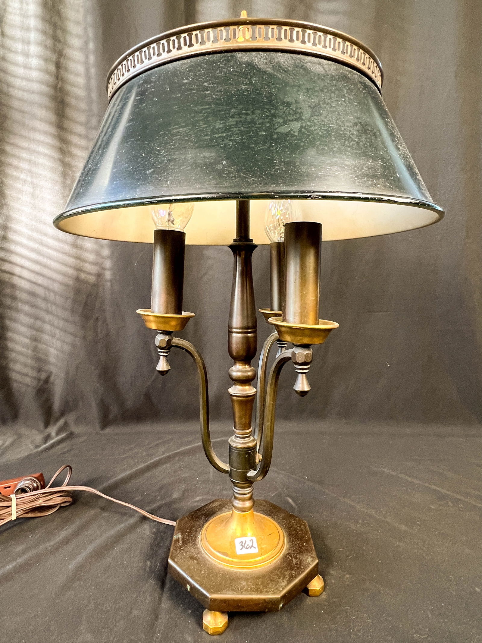 1920s Three-Arm Brass and Painted Table Lamp (1 of 5)
