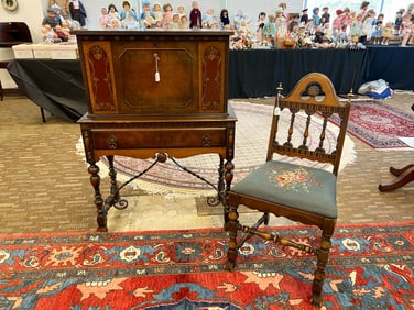 1920s Moorish Style Telephone Desk with Matching Chair