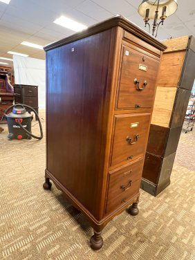Three-Drawer Mahogany File Cabinet on Bun Feet