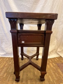 Early 1900s Small Cabinet Side Table in Mahogany with Floral Carvings