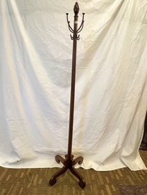 Colonial Serpentine Mahogany Hall Tree with Ball Finial